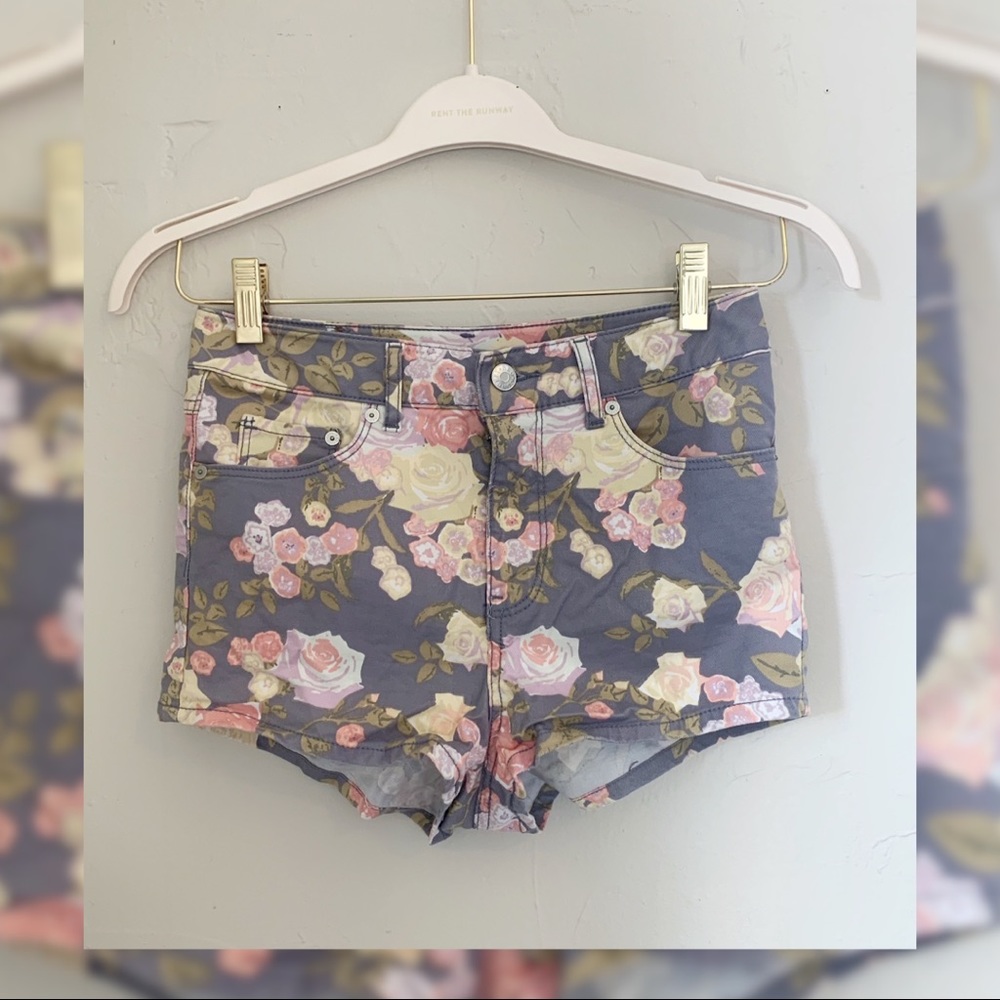 H&M Floral Denim Shorts NWOT